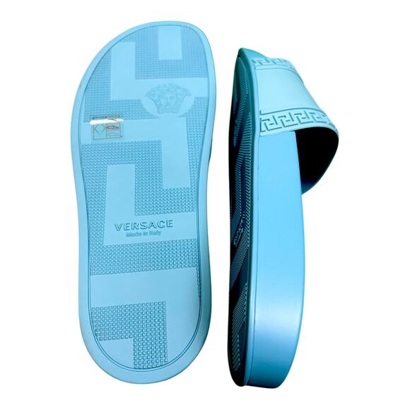 Versace Palazzo Men\'s EU 45 US 12 Sky Medusa Head Blue Pool Slides $395 NIB main image 5
